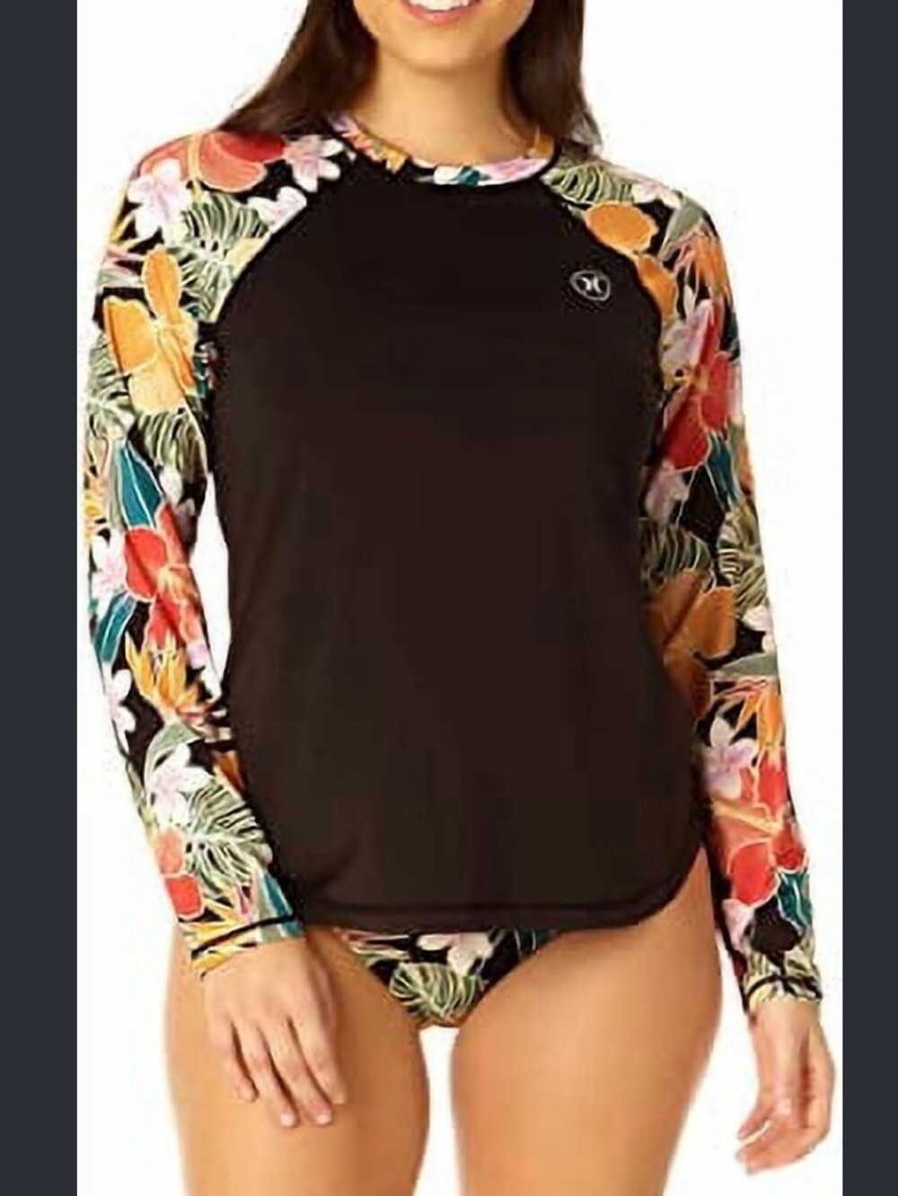 Hurley Womens UPF 50+ Long Sleeve Rashguard Caribbean Dreamin Size XXL